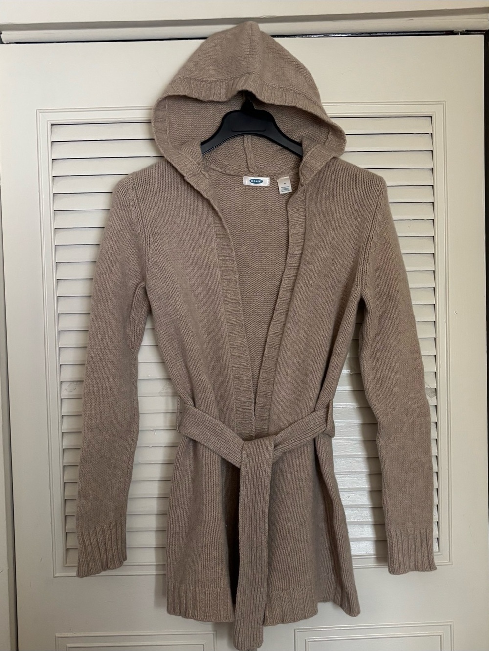 Old Navy Chunky Knit Brown Belted Open Front Cardigan M Long Sleeve Lambswool